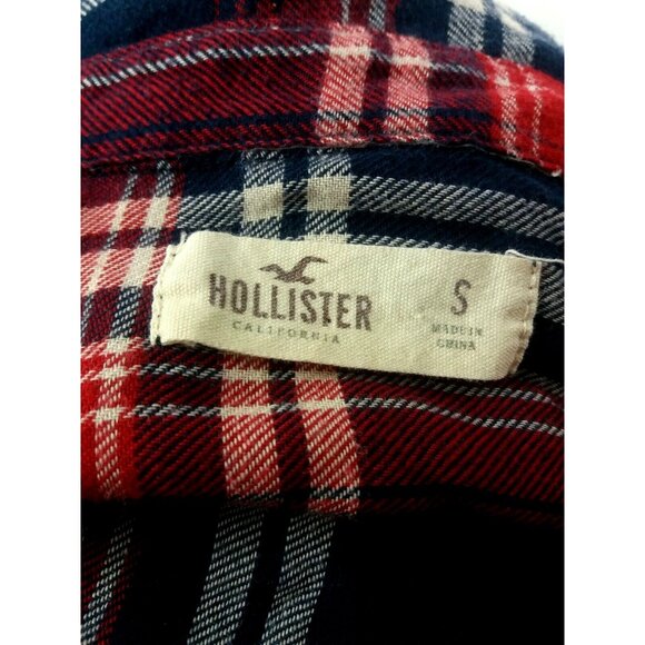 Campus Vibe Plaidcore Hollister Shirt Size S Blue Red Y2K Grunge Layering Piece - Picture 2 of 7